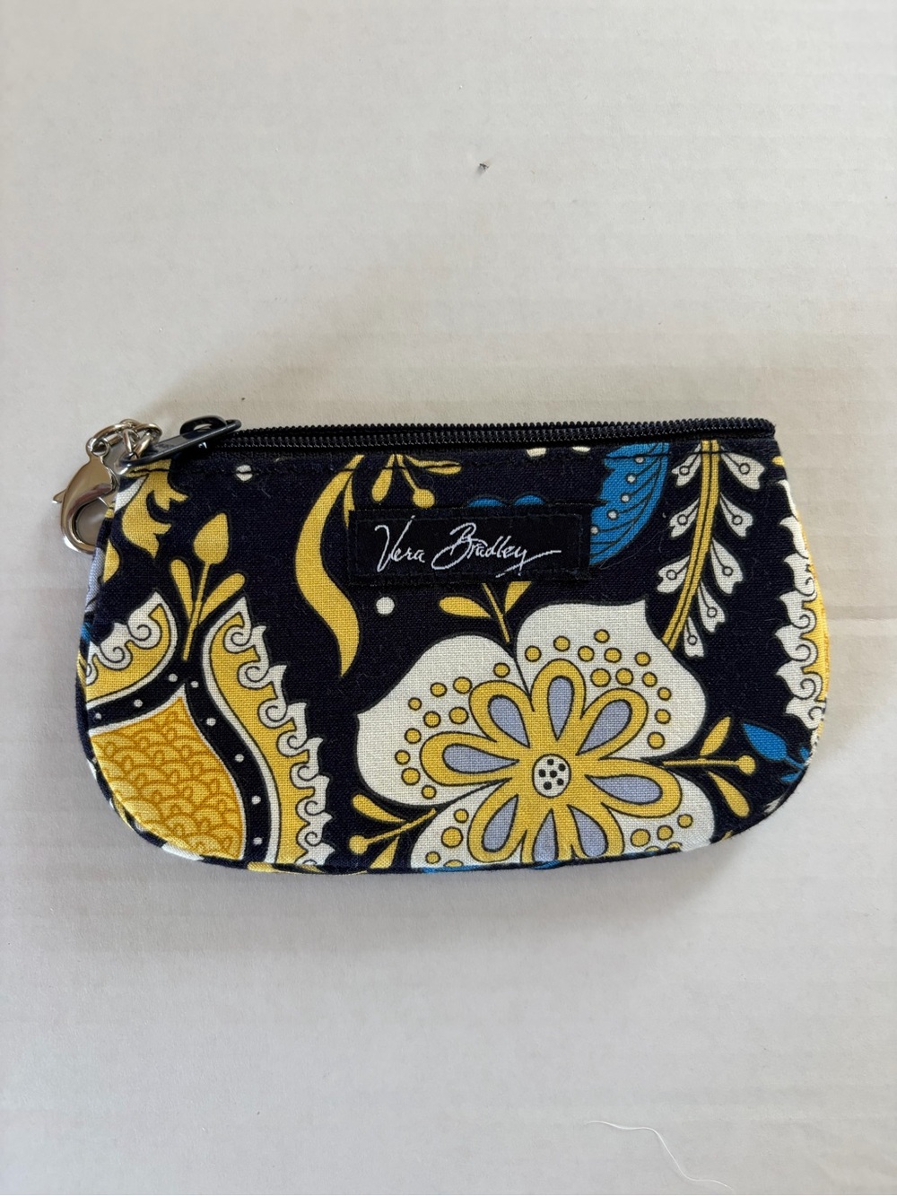 Vera Bradley Navy, Yellow & White Floral Zip Coin Pouch